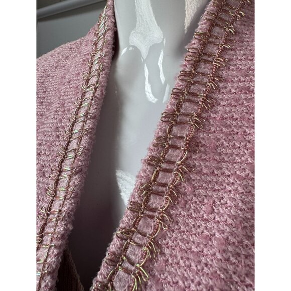 St. John Collection Pink Boucle Knit Jacket W/ Gold Trim Size 2 - Picture 15 of 16